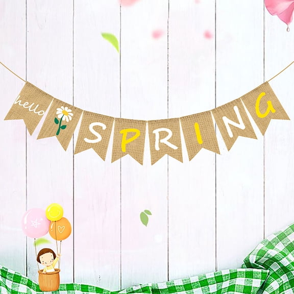 OUNONA Decorative Party Flags Colorful Floral Banner Indoor Outdoor 1 Set
