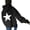 Black, variant on Women's Casual Long Sleeve Graphic Pullover Hoodie with Star Print Drop Shoulder Design