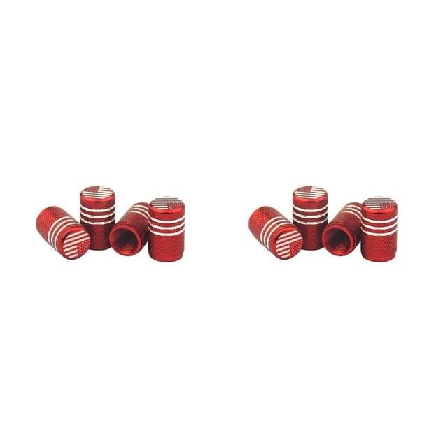 Kenally 4 piezas de tapas de vástago de válvula de neumático de coche, llanta de bandera de estilo moleteado, funda de aire, cubierta a Rojo 2piezas