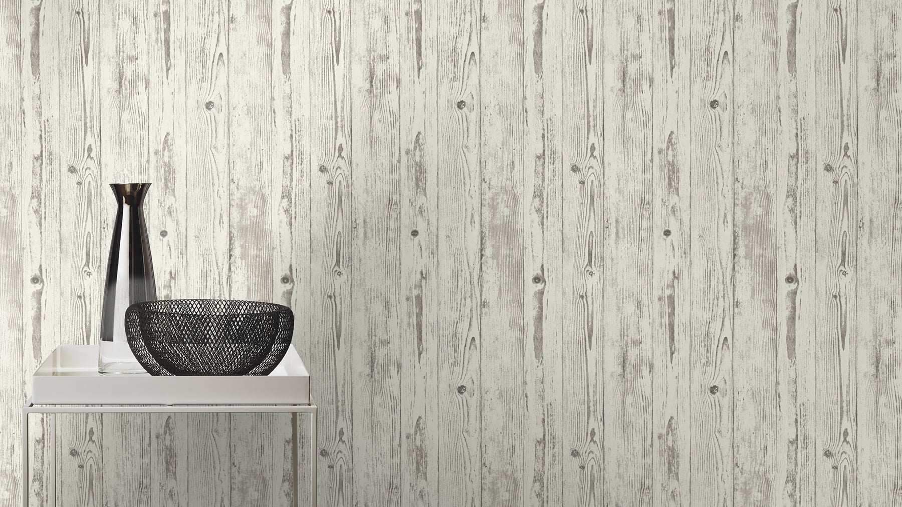 Advantage Albright White Weathered Oak Panels Unpasted Vinyl On Non Woven Wallpaper, 21-in by 33-ft, 57.8 sq. ft.