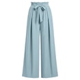 thumbnail image 5 of Cagogo Women's Wide Leg High Waisted Palazzo Pants Casual Loose Long Trousers Flowy Beach Lounge Work with Pockets Summer Clothes, Light Blue S, 5 of 5
