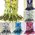 thumbnail image 2 of Lomubue Women Fashion Peacock Flower Embroidered Lace Scarf Long Soft Wrap Shawl Stole, 2 of 10