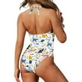thumbnail image 5 of FKELYI Cute Cat Girafitti Print One Piece Swimwear for Women Halter Swimsuits Cosy Bathing Suits Polyester Monokini Tummy Control Beachwear for Ladies Summer Swimming Surfing, XL, 5 of 6