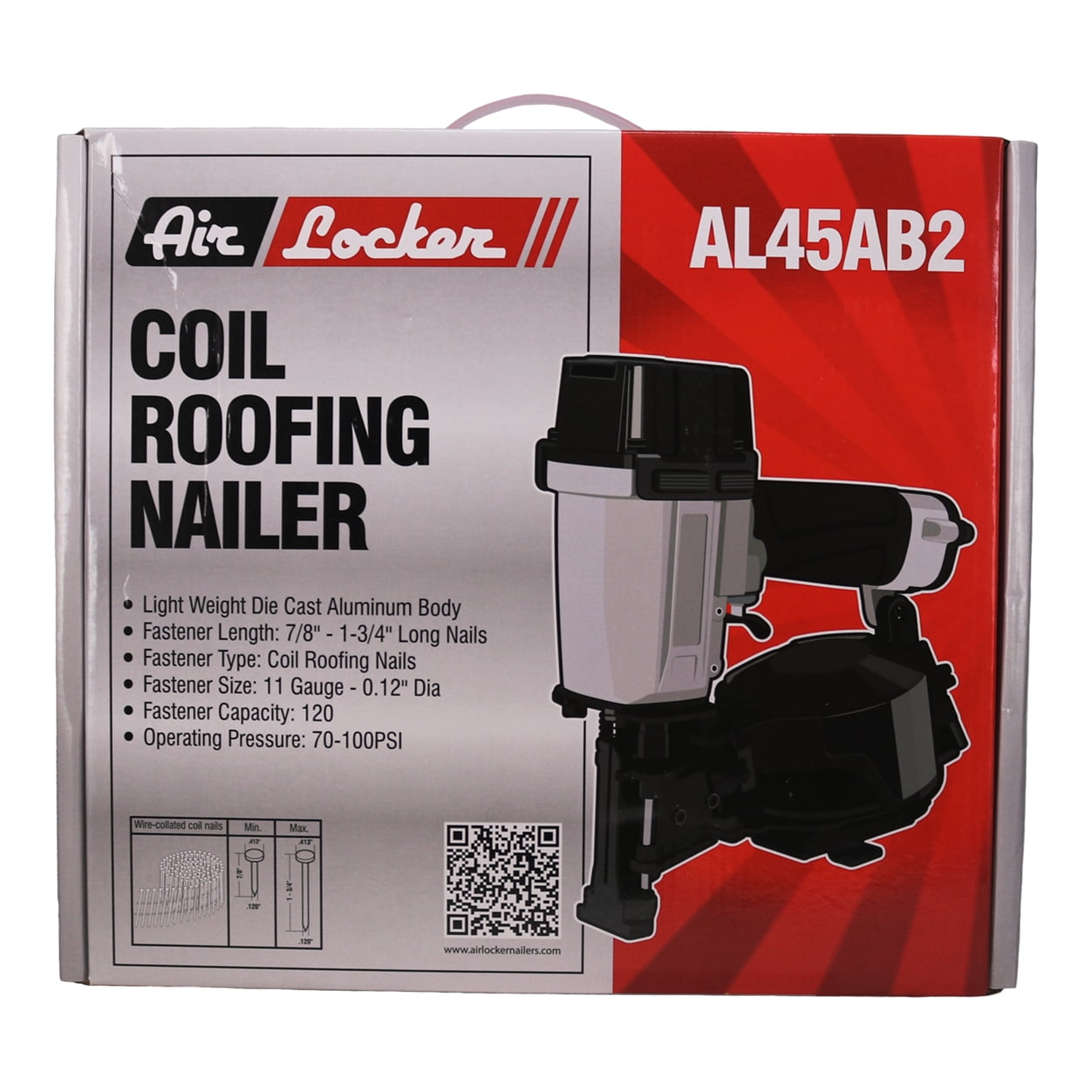 Superior Parts AL45AB2 AirLocker Pro 1-3/4in Coil Roofing Nailer