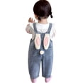 thumbnail image 3 of UACY Baby Girls Easter Bunny Jumpsuit Toddler Cute Denim Overalls with Ears Pompom Baggy Wide Leg Washed Jean Suspender, 3 of 9