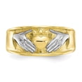thumbnail image 5 of Primal Gold 10 Karat Yellow Gold and White Rhodium-plated Men's Claddagh Ring, 5 of 7