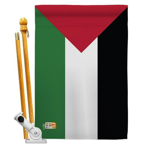 AA-CY-HS-140181-IP-BO-D-US18-AG 28 x 40 in. Palestine Flags of the World Nationality Impressions Decorative Vertical Double Sided House Flag Set & Pole Bracket Hardware Flag Set
