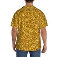 thumbnail image 5 of Lafuoo Gold Glitter Pattern Men's Cuban Collar Short Sleeve Shirt, Button-Down Resort Beach Pocket Shirt-Large, 5 of 7