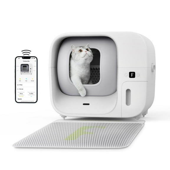 FURBULOUS Automatic Self-Cleaning and Self-Packing Cat Litter Box, 7 safety sensors, Refill System, APP Control, Auto-Pack & Seal Cat Litter Box, White