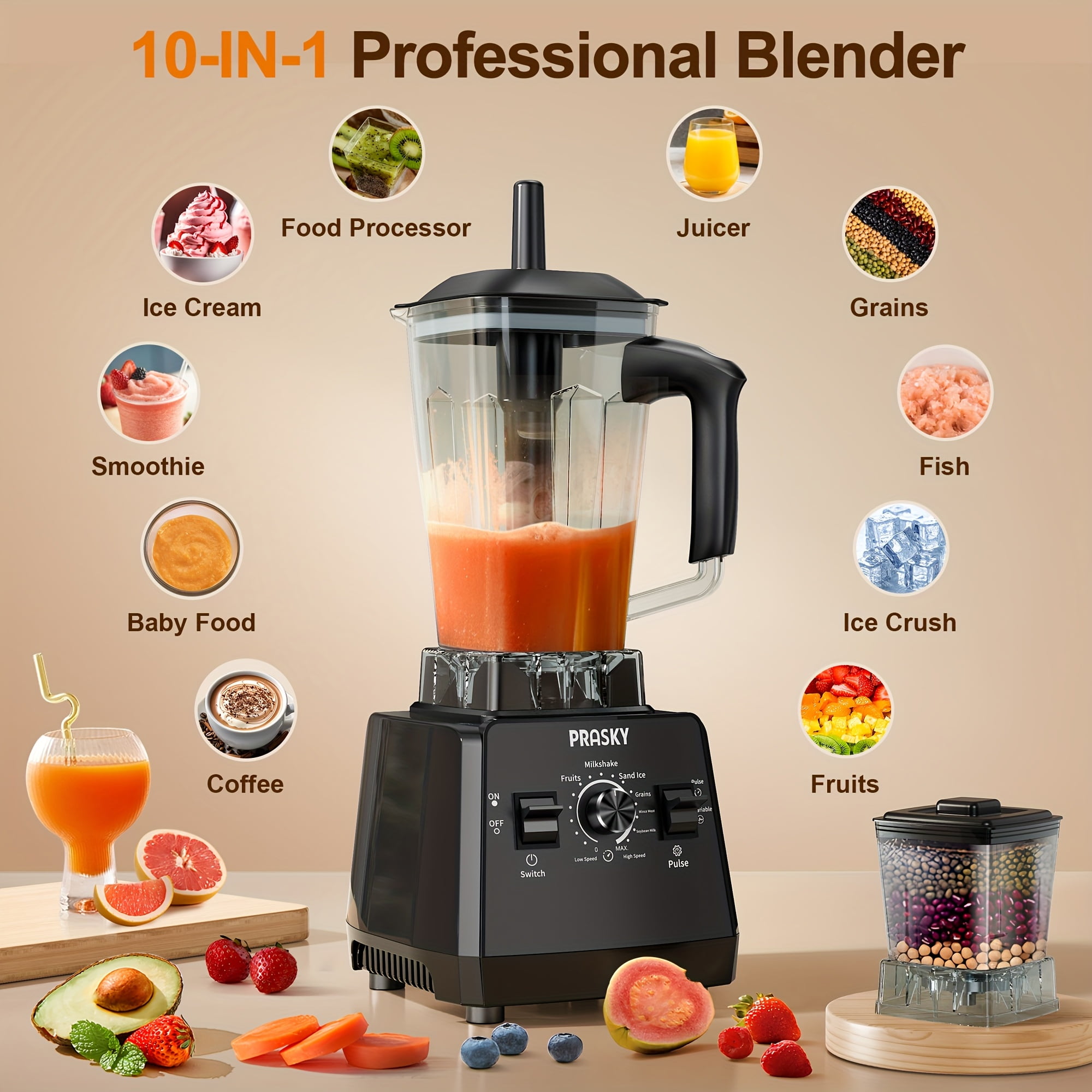 Joydeem Smoothie Puree Machine, Countertop Blender & Juicer with