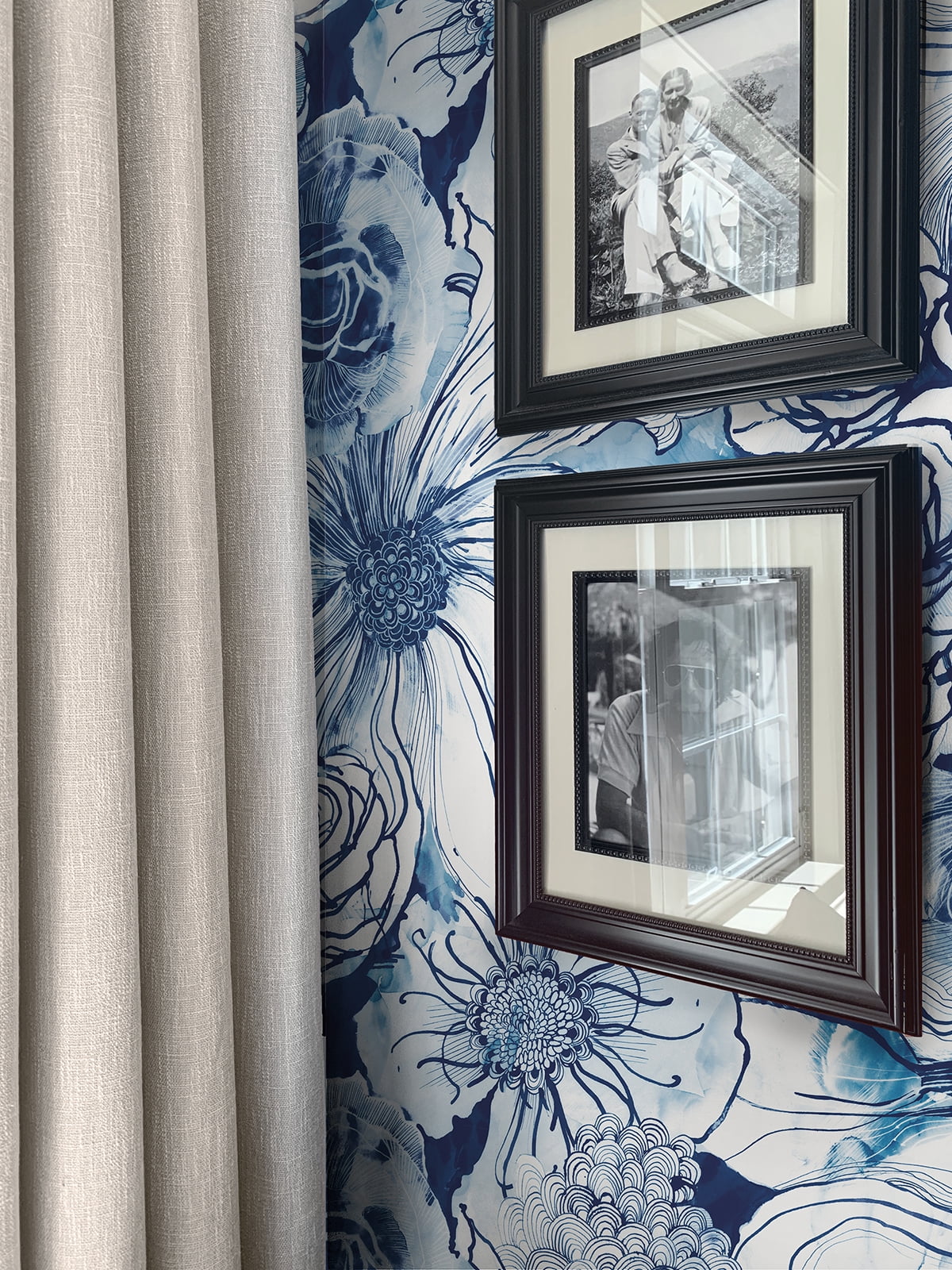 NextWall Harry & Grace Ink Rose Peel and Stick Wallpaper 20.5 in. W x 18 ft. L - Celtic Blue