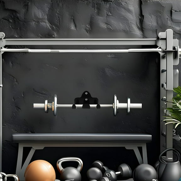 ADDHAT 1Set Barbell Rack Iron Black Rectangular Wall Mounting For Gym Equipment Rack Home Workout Area