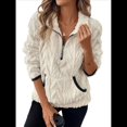 thumbnail image 2 of Suéter de Larga con Cremallera de un Cuarto para Mujer, Sudadera de Forro con Capucha, Sudaderas con Solapa, Suéteres Cálidos con Bolsillos. XXL, 2 of 9