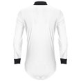thumbnail image 4 of Kaerm Men's Rhinestone Latin Salsa Dance Shirt V Neck Ballroom Dance Tops Leotard Bodysuit White L, 4 of 6