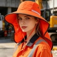 thumbnail image 2 of High Visibility Reflective Sun Hat with Neck Flap Wide Brim Work Safety Boonie Hats Adjustable Bucket Cap for Men Women, 2 of 6