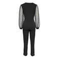 thumbnail image 4 of LEKDFST Elegant Sequin Jumpsuits for Women Dressy Formal Evening Party Wedding Guest Mesh Shiny V Neck Long Sleeve Rompers for Women Black S, 4 of 5