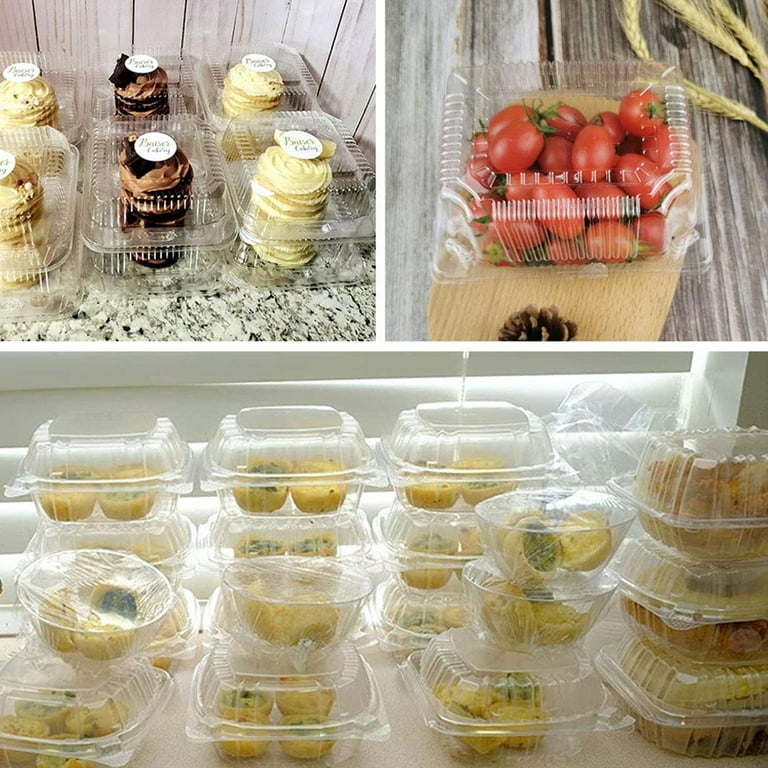 50Pcs Sandwich Cake Box with Clear Lid Salad Take Out Plastic Containers  Muffin Christmas Pastry Dessert Food Storage Holder