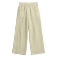 thumbnail image 6 of Girls Cotton Linen Capri Pants Summer Drawstring Wide Leg Pants with Pockets Holiday Boho Beach Palazzo Pants for Kid Boys, 6 of 9