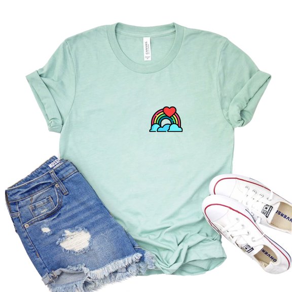 Pocket Rainbow T-shirt Women's Hope Tee Positivity Top Gift For Asexual Empowerment Shirt Neutral Tshirt Hopeful Shirts