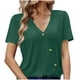 thumbnail image 4 of Tops de Color Sólido para las Mujeres, Botón de Cuello en V de Manga Corta, Top de Moda Casual para las Mujeres, 4 of 9