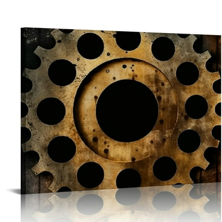 

C04-GENYS Black And Gold Gear Wall Art Steampunk Decor Mechanical Wall Decor Gear Wheel Painting Industrial Theme Wall Decor For Bar Home office