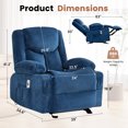 thumbnail image 2 of JMYMRY Rocker Recliner Chair with Vibration Massage and Heating, Cup Holders and Side Pockets, Adjustable Lounge Chair for Living Room, Bedroom, Blue, 2 of 8