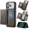 thumbnail image 1 of Funda para IPhone 17 Pro Max 6.9" RFID Que Bloquea la Funda Protectora con Soporte Magsafe de 7 Ranuras para Tarjetas 2 en 1 Funda Protectora de Cuero a Prueba de Golpes con Tapa Desmontable, Café, 1 of 7