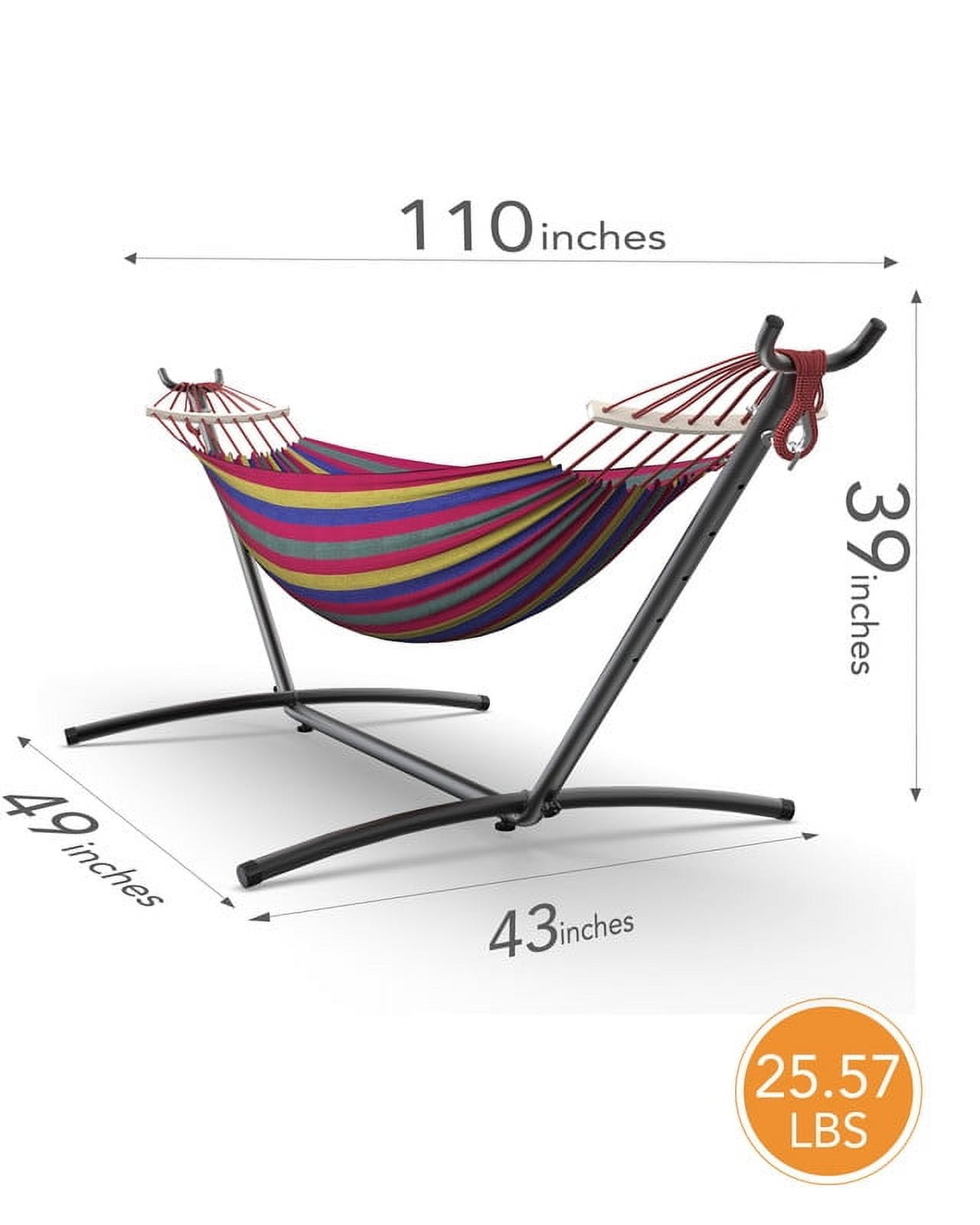 GYROOR Comfortable double hammock with adjustable stand, 600 lbs capacity with storage bag for camping, outdoor/indoor patio backyard portable hammock