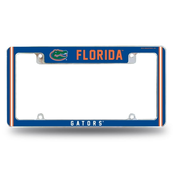 Rico Industries NcAA Florida gators Multi champ 12 x 6 chrome All Over Automotive License Plate Frame for carTruckSUV