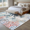 thumbnail image 5 of Summer Ocean Octopus Washable Living Room Rugs 6'x9', Coral Shell Low Pile Throw Large Area Rug Non-Slip Sturdy Edge Binding Carpet for Dining Room Kitchen Office, 5 of 9