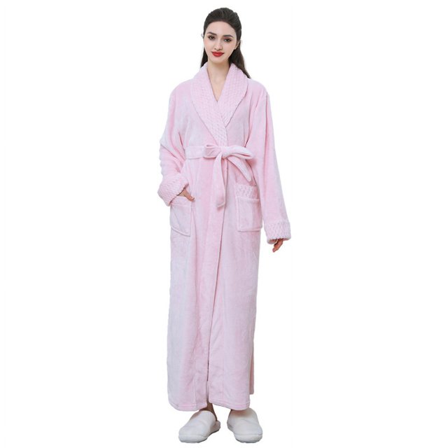 Albornoz Camisón Pijamas de otoño e invierno Albornoz largo grueso Albornoz de franela para mujer