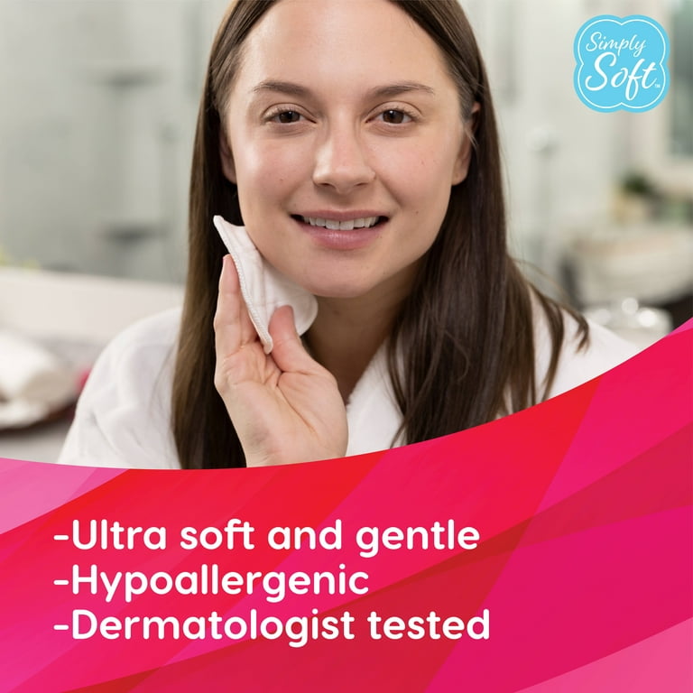 Simply Soft Reusable Cotton Rounds, Makeup Remover Pads for All Skin Types, 14 Count with Washable Mesh Bag