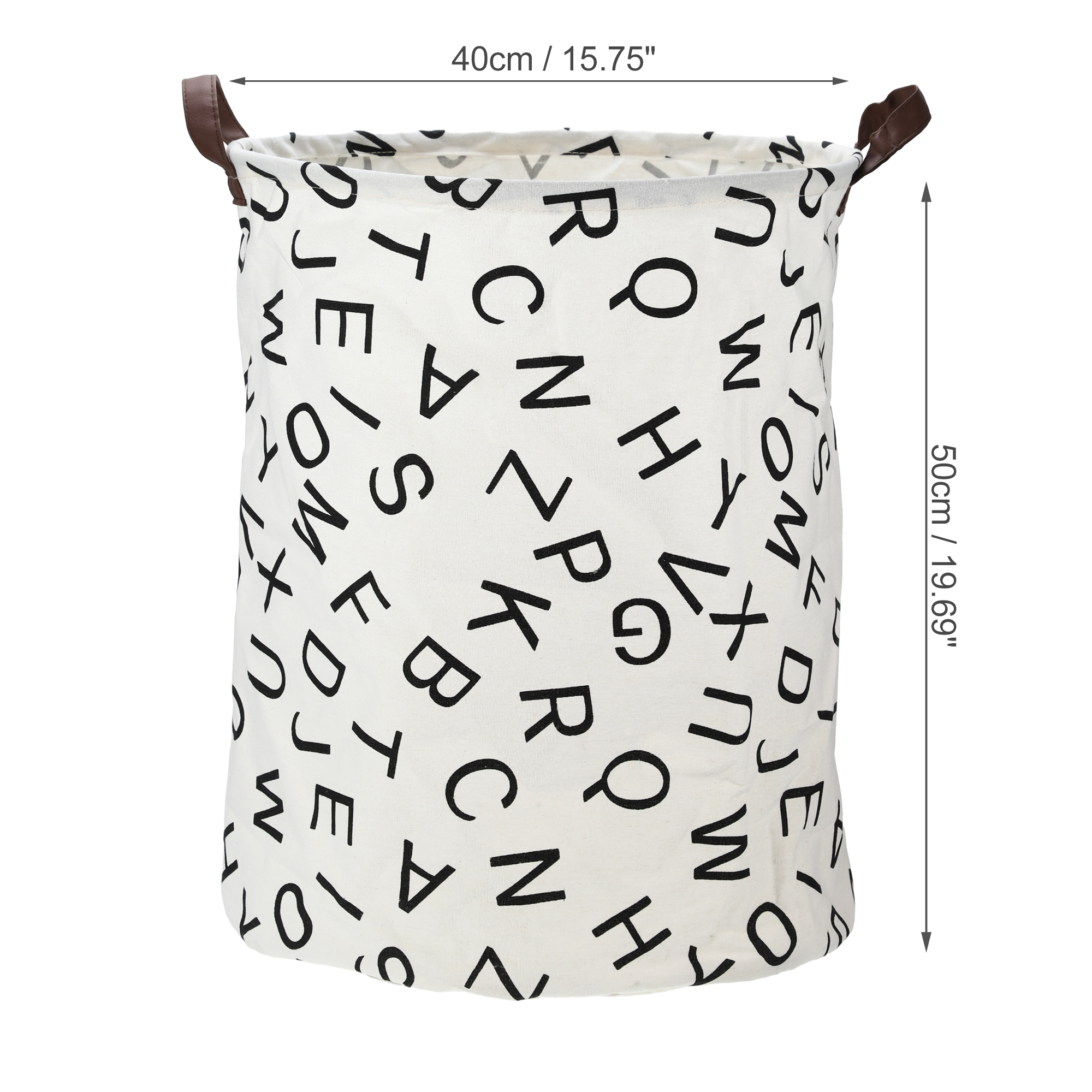 Unique Bargains Foldable Cylindrical Laundry Basket 19.69"x15.75" 60L Black Letter