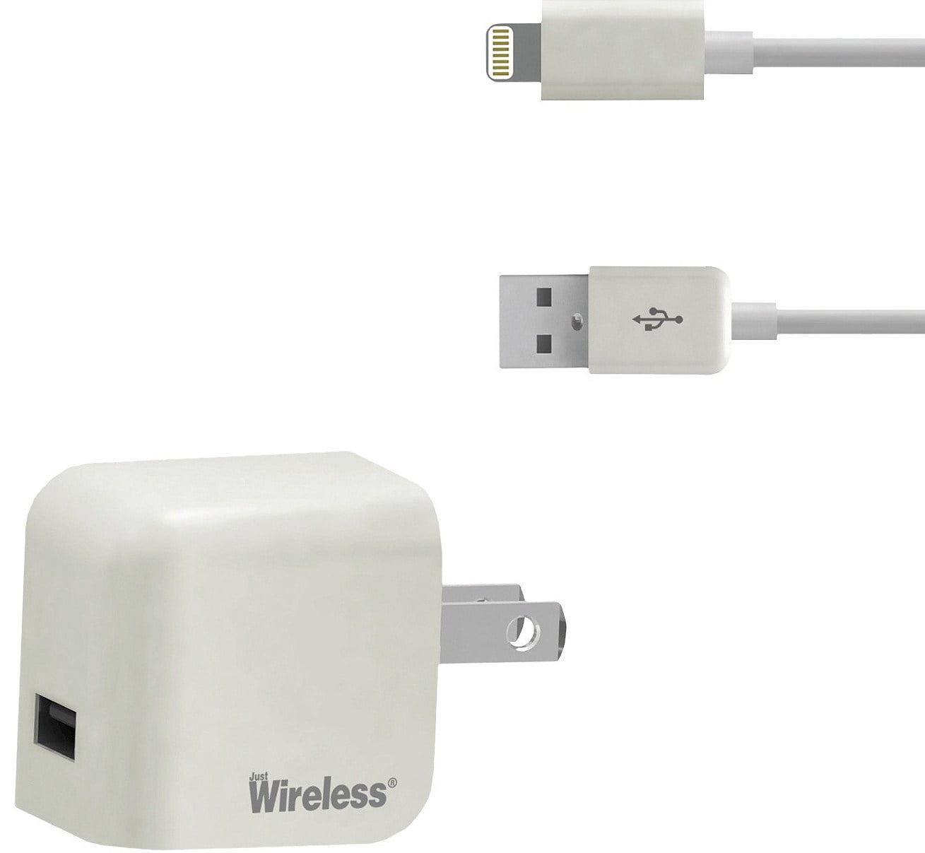 Just Wireless 705954044338 Lightning Wall Charger with USB Cord White
