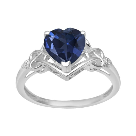 Mooneye 8MM Heart Shape Blue Sapphire 925 Sterling Silver Women Love Valentines Day Gift Ring