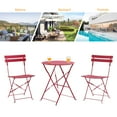 thumbnail image 7 of Sonerlic 3Pcs Foldable Outdoor Bistro Steel Patio Chairs with a Table,Cherry red, 7 of 7