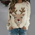 thumbnail image 4 of Womens' Christmas Santa Claus Printed Shoulder Length Long Sleeved Round Neck Top/shirt, 4 of 7