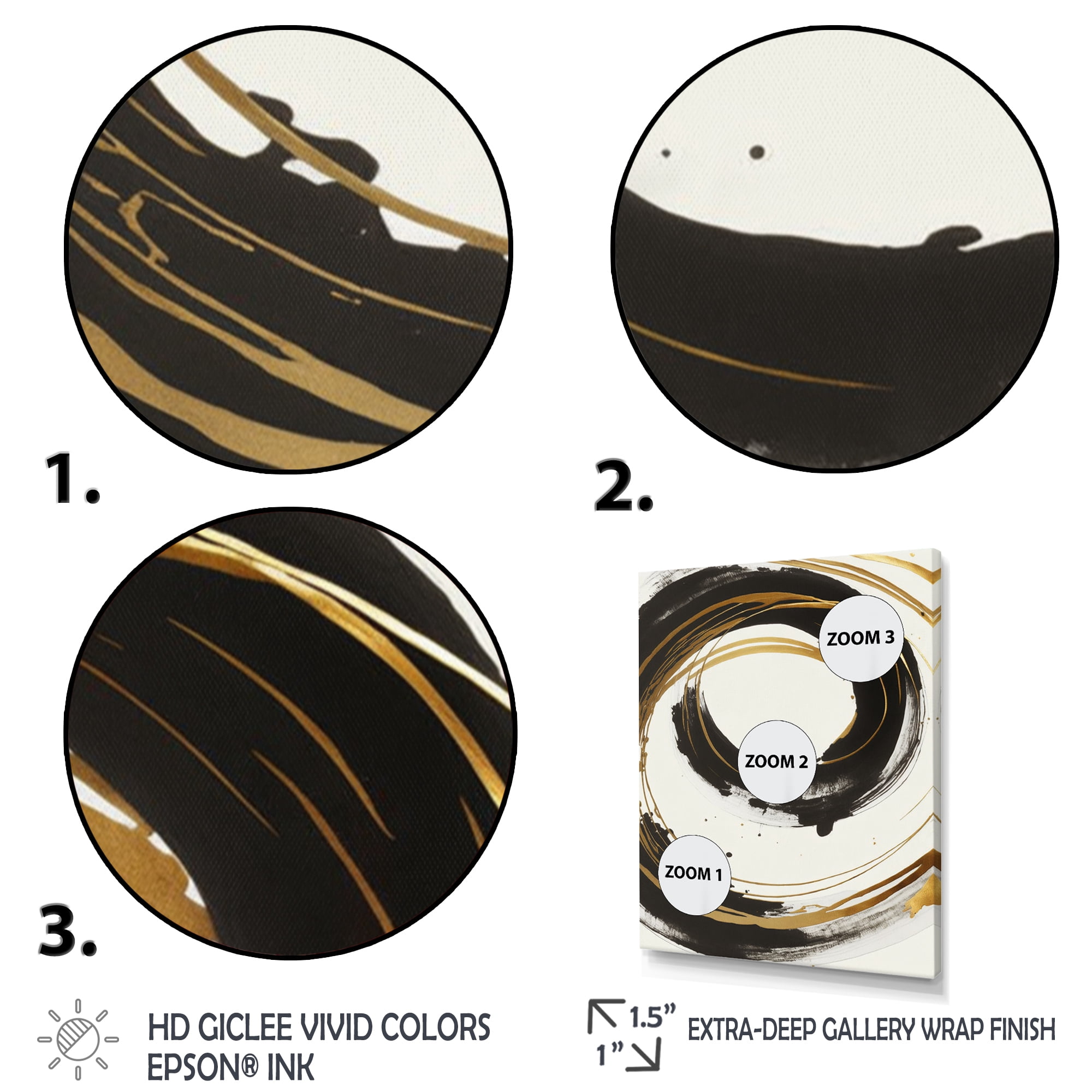 Designart Black And Gold Curves I Canvas Wall Art