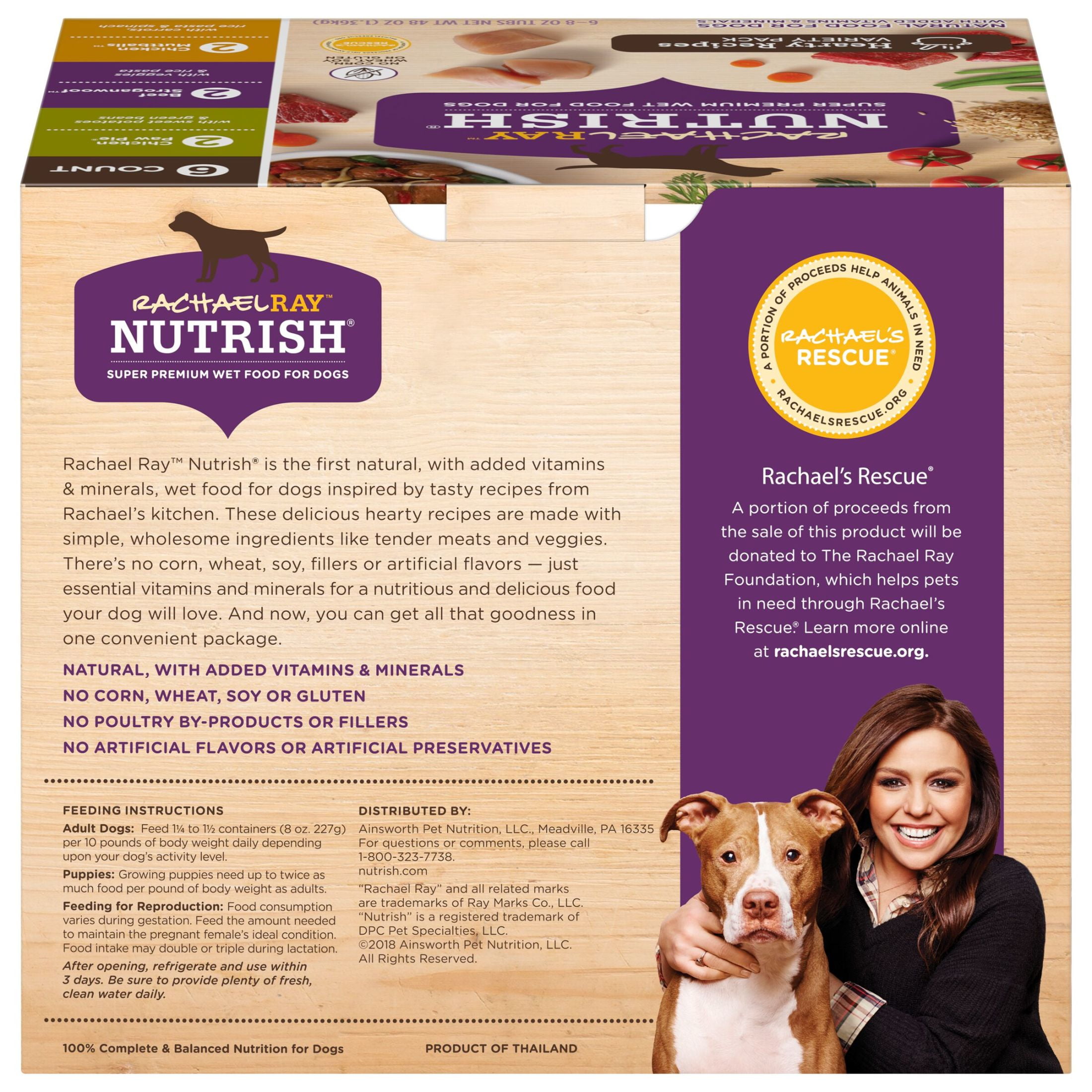 Rachael Ray Nutrish Hearty Recipes Variety Pack Wet Dog Food 8 oz. Tubs 6 Count