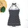 thumbnail image 6 of Clearance! Hontri Swimwears One Pieces Women Swimsuits with Shorts Boyleg Retro Bathing Suit Halter Swimwear Black,L, 6 of 9