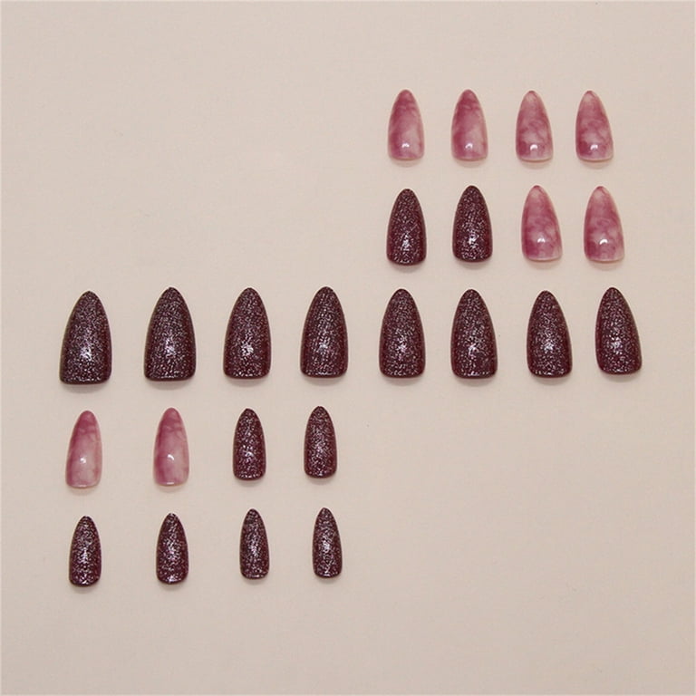 ROZYARD 24Pcs Almond Press on Nail French Fake Nail Glues on Nail Artificial Nail Gift