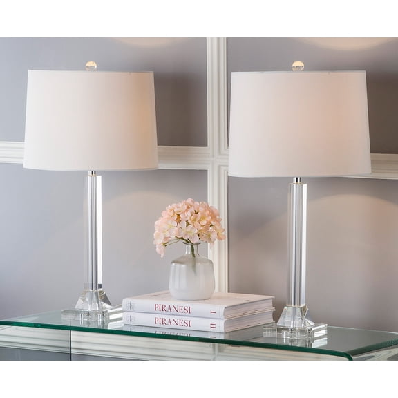Safavieh Tyrone 14" Glam Crystal Table Lamp, Clear/Cream, Set of 2
