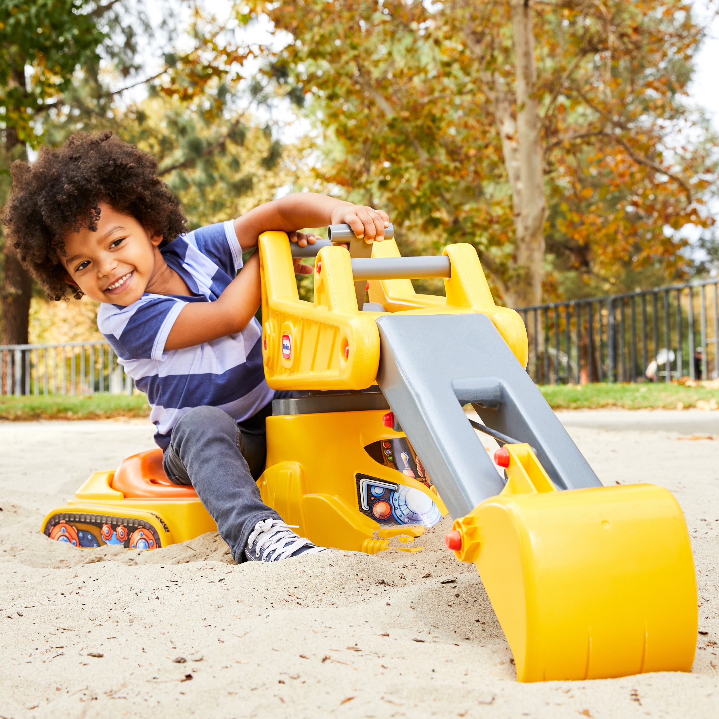 Little Tikes You Drive Sand Toy Excavator with Swivel For Sit and Stand Scoop and Dump Play Set with Kid-Sized Crane, Yellow- Toys For Kids Toddlers Boys Girls Ages 3 4 5+ - image 3 of 7