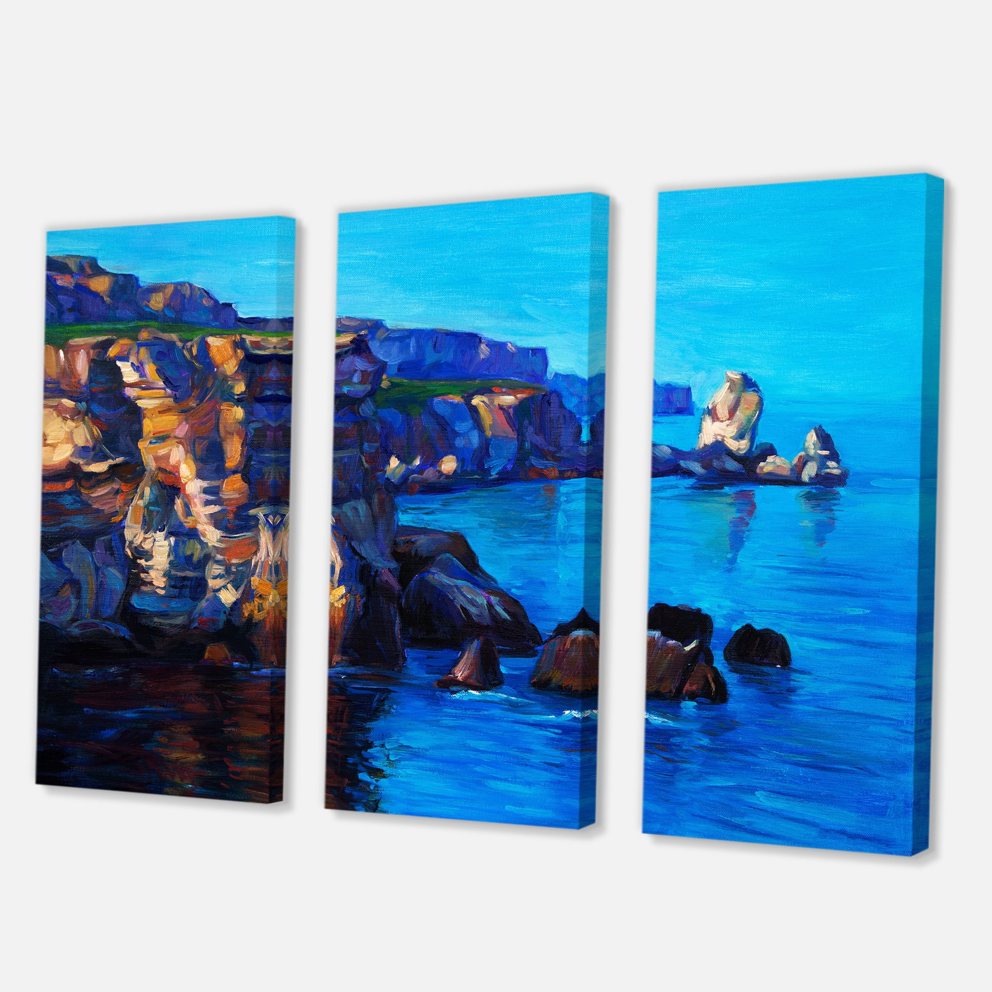 Designart ' The Ocean By Cliffs In The Evening Glow ' Nautical & Coastal Canvas Wall Art Print