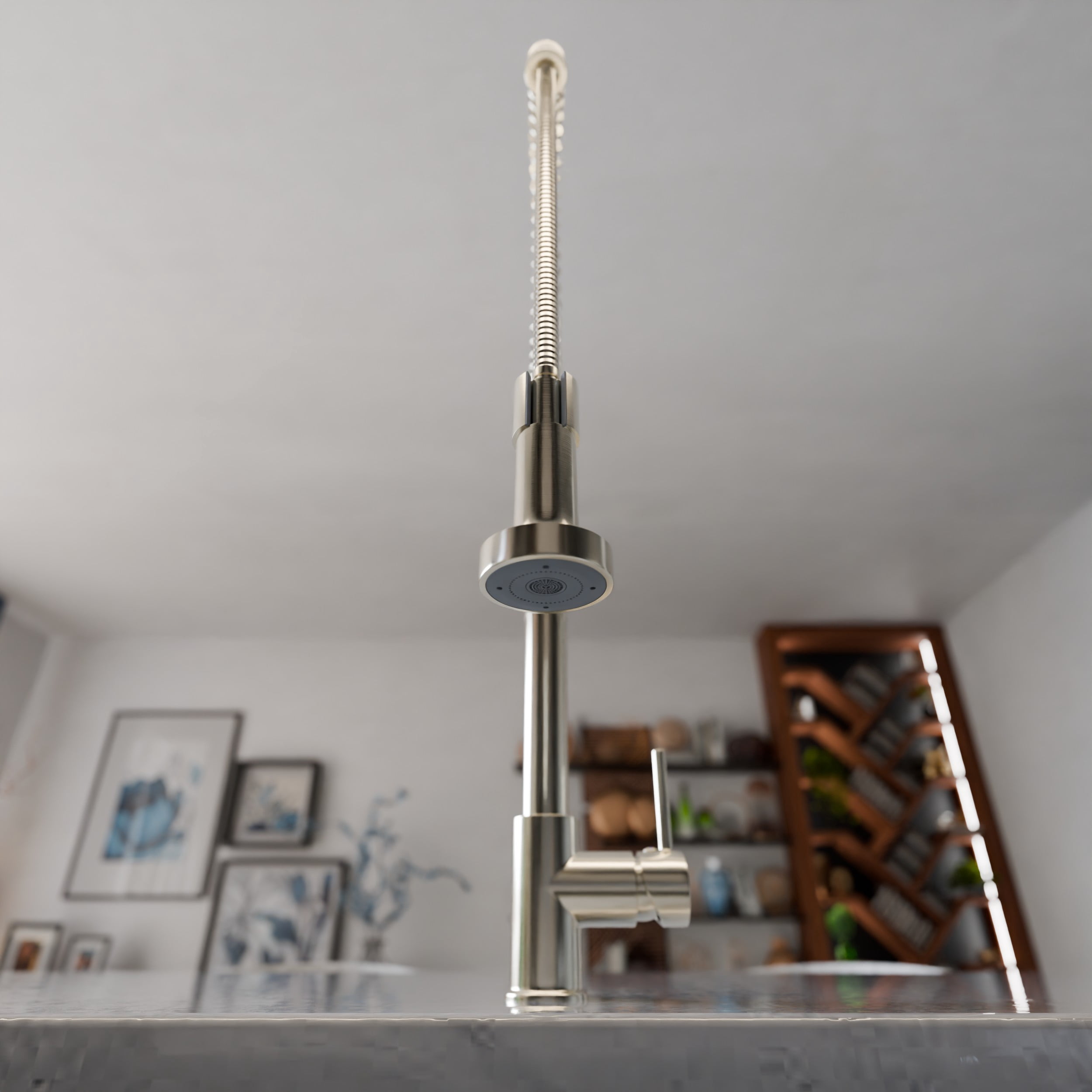 Novatto NKF-H07BN Dual Action Commercial Style Pullout Kitchen Faucet, Brushed Nickel