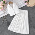 thumbnail image 2 of Bixock Onefit Sets for Kids Big Girls Blazer Collar Crystal Top and Solid Pleated Skirt Two Piece Onefit Sets, 2 of 4