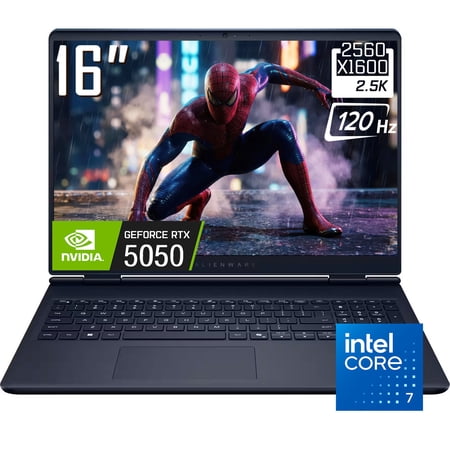Alienware 16 Aurora Gaming Laptop, 16" 2560 x 1600 2.5K 120Hz LED Display, Intel Core 7 240H, NVIDIA RTX 5050 8GB GDDR7, Backlit KB, WiFi 7, Win11 Home(16GB DDR5 / 512GB SSD)