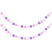 Uxcell 3pcs Pom Pom Garland 6.6 ft 30 Balls Colorful Felt Ball Garland for Wall Christmas Tree Decor Birthday Banner Easter Party Decorations, White, Light Purple, Dark Purple