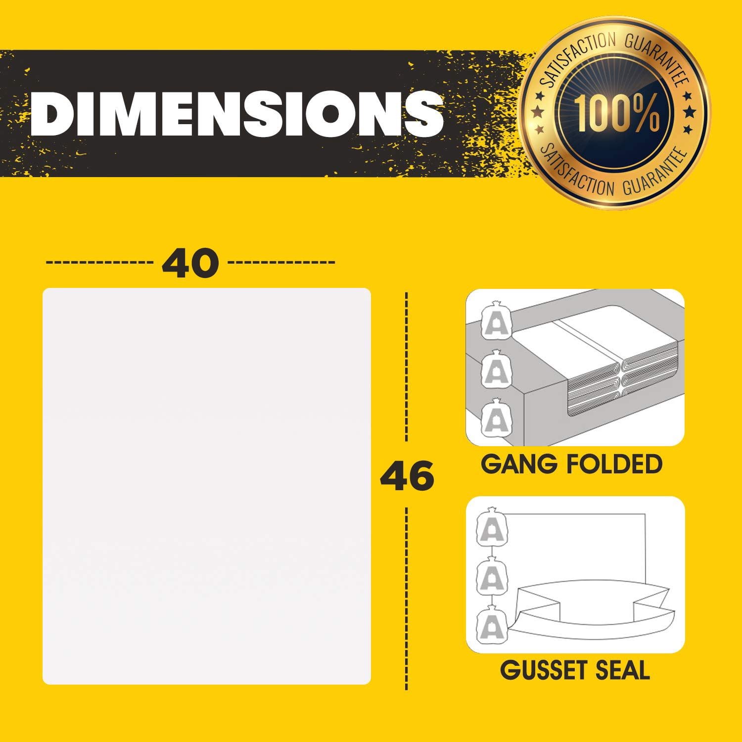 Aluf Plastics - Premium Trash Bag, 40-45 Gallon, 1.2 Mil (eq), 40"x46", Clear, 100 Count