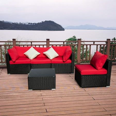 pillows sectional wicker rattan cushions ainfox pe sofa patio pieces sets furniture outdoor